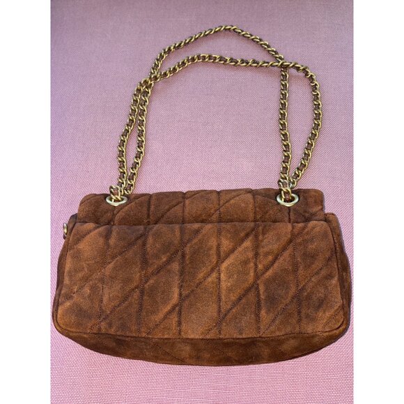 Coach Tabby Shoulder Bag 26 in Warm Brown Womens Suede Brass Hardware Purse - Picture 12 of 17